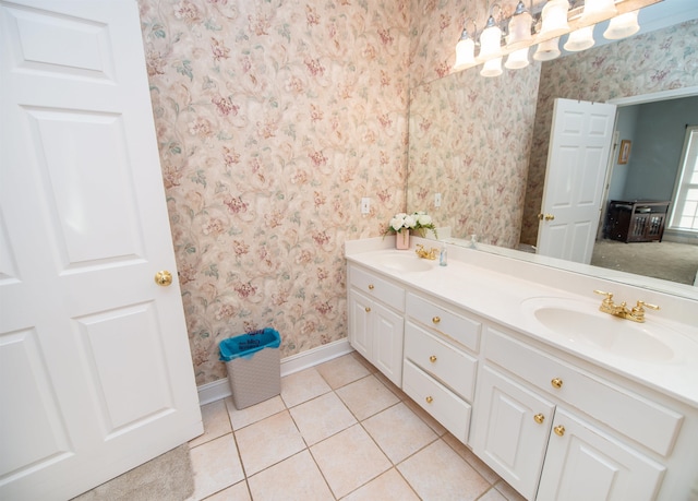 bathroom with vanity and tile patterned floors