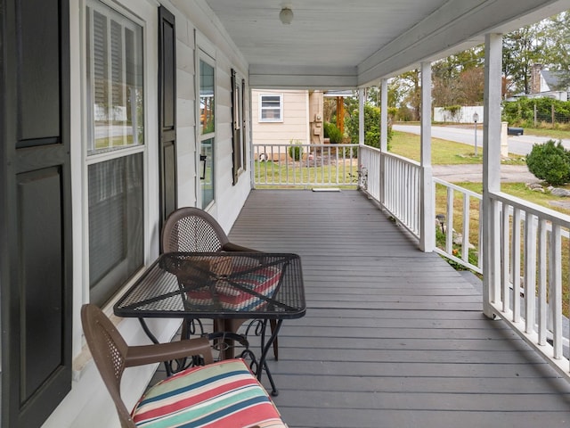 deck featuring covered porch