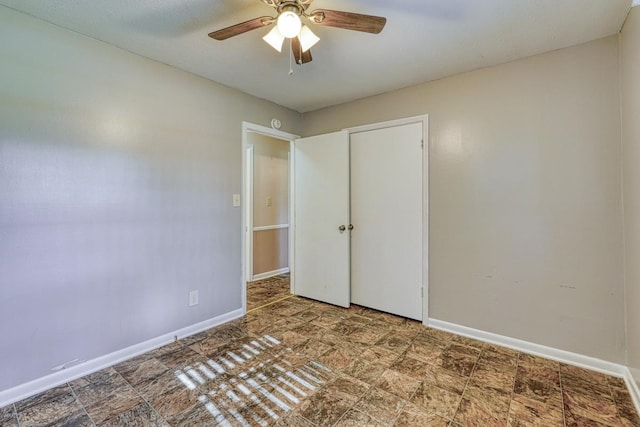 unfurnished bedroom with ceiling fan