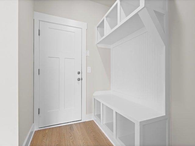 mudroom with hardwood / wood-style floors