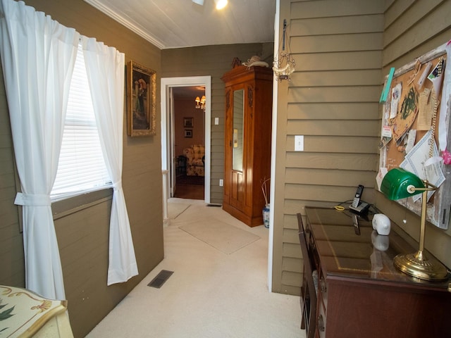 interior space featuring crown molding