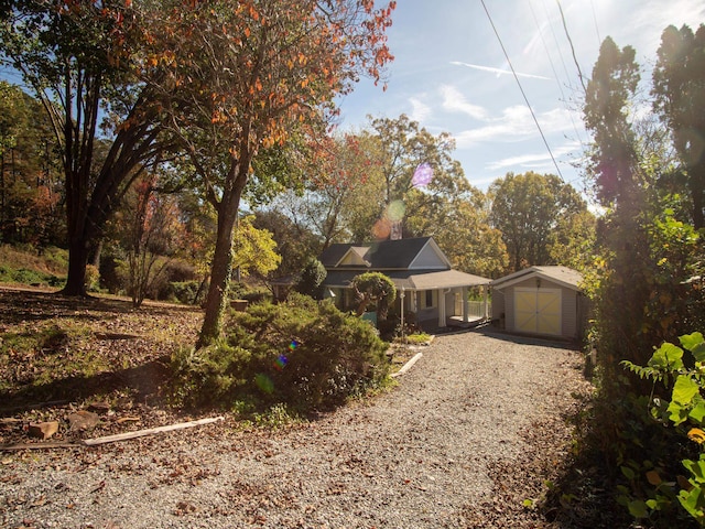 view of front of home with an outdoor structure