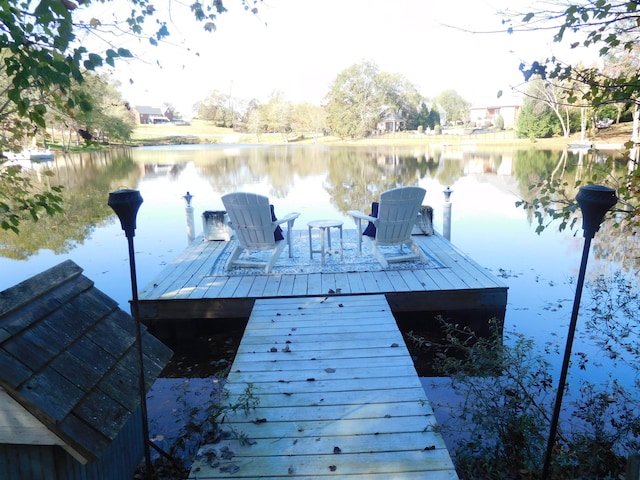 view of dock featuring a water view