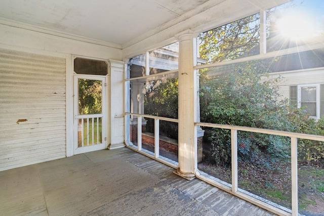 view of unfurnished sunroom