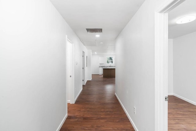 hallway featuring dark hardwood / wood-style floors