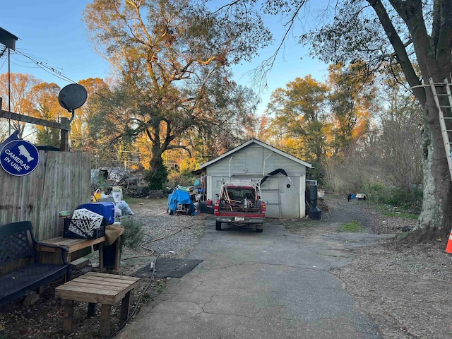 exterior space featuring a garage