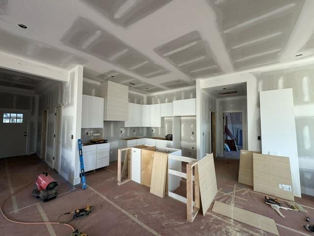 kitchen with white cabinets