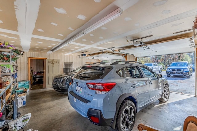 garage with a garage door opener