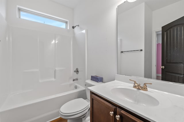 full bathroom with vanity, toilet, and shower / bath combination