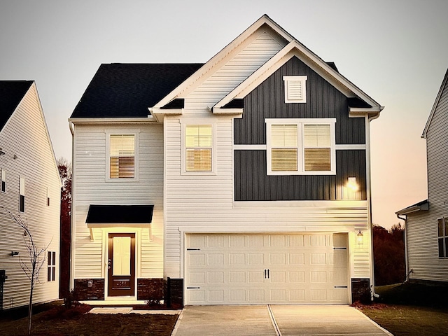 view of front of house with a garage