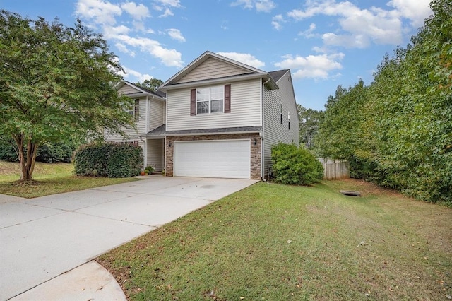 front of property featuring a garage and a front lawn