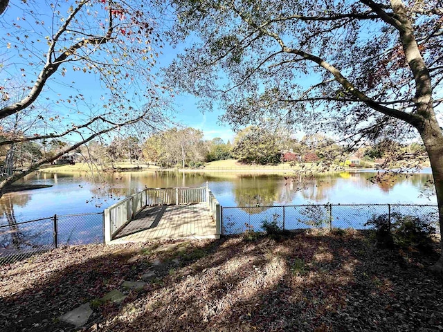 view of dock featuring a water view