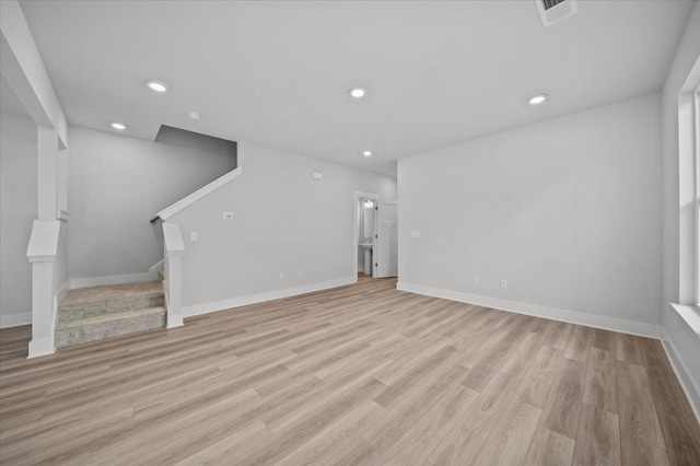 unfurnished living room featuring light hardwood / wood-style floors