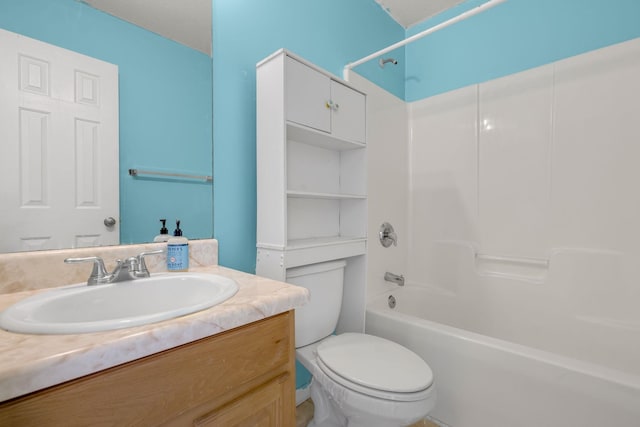 full bathroom with vanity, toilet, and bathtub / shower combination