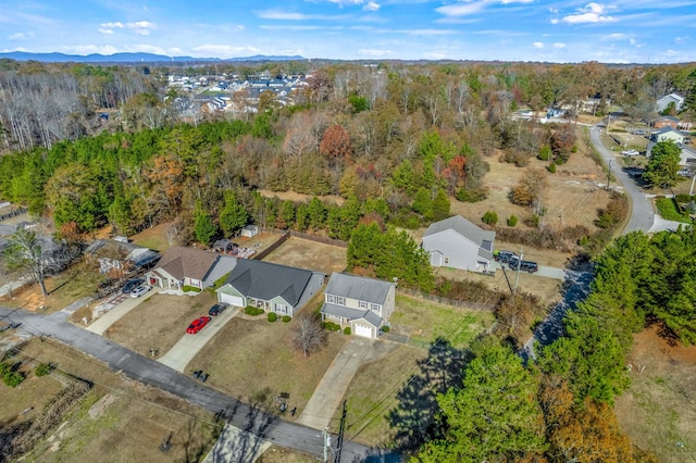 birds eye view of property with a mountain view