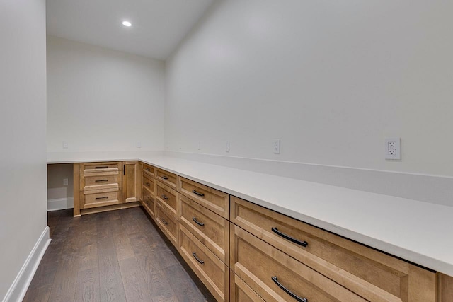 interior space with dark hardwood / wood-style flooring