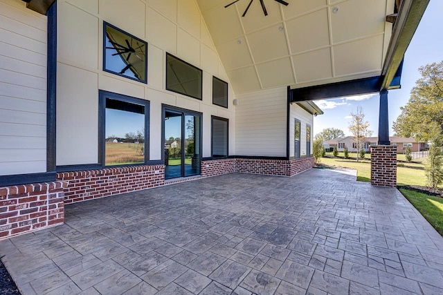 view of patio with ceiling fan