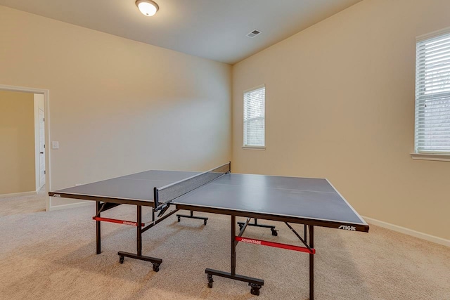 game room featuring carpet flooring