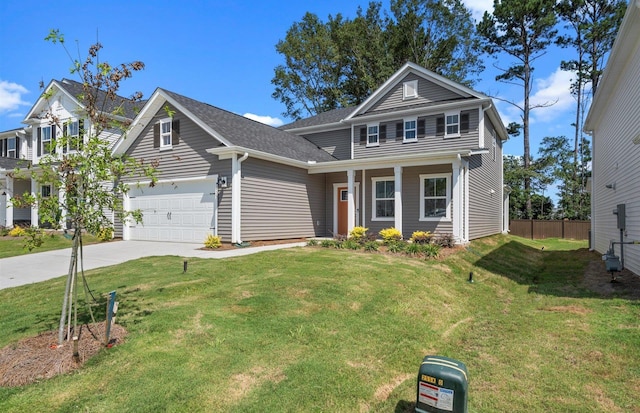 view of front of house with a garage and a front yard