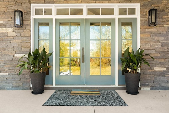 doorway to property with french doors