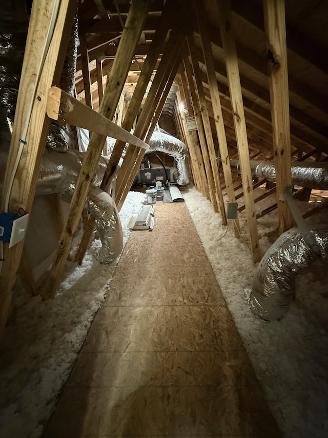 view of unfinished attic