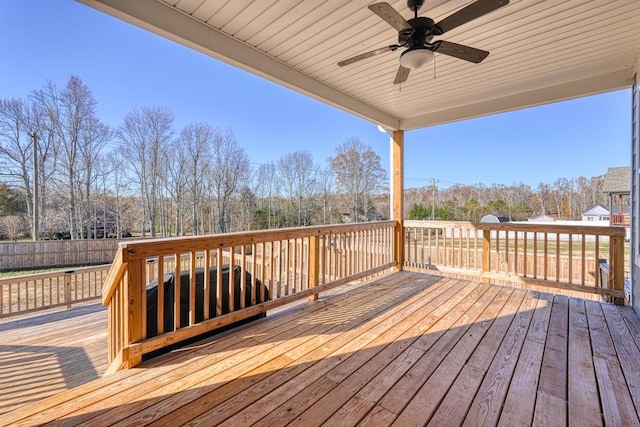 wooden terrace with ceiling fan