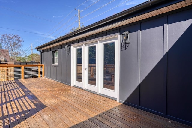 wooden deck with french doors