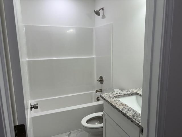 full bathroom featuring vanity, toilet, and tub / shower combination