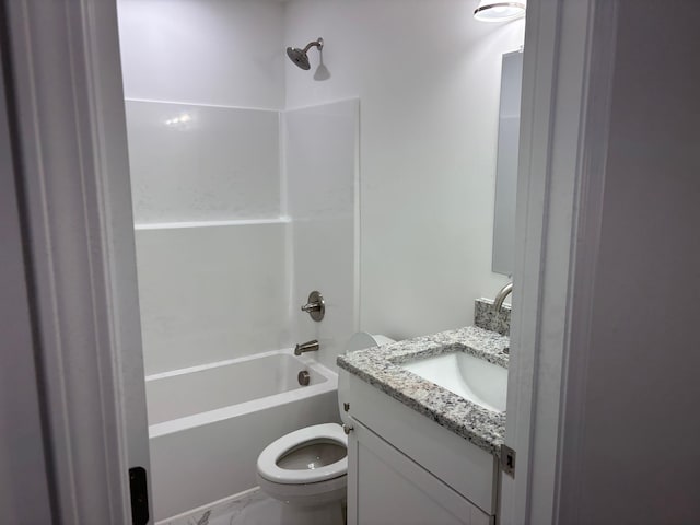 full bathroom with vanity, toilet, and tub / shower combination