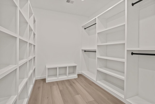 spacious closet with light hardwood / wood-style floors