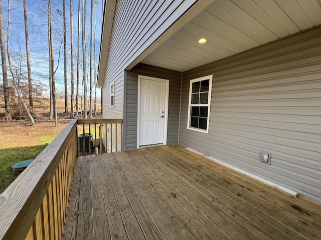 wooden terrace with central air condition unit