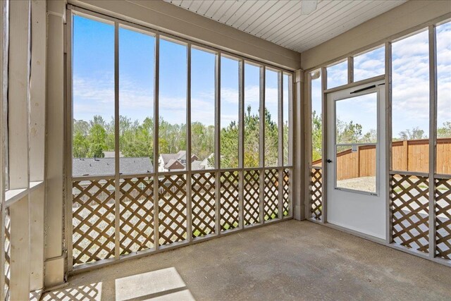 view of unfurnished sunroom