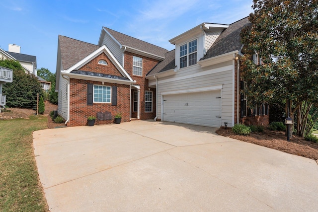 view of front of house with a garage