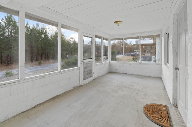 view of unfurnished sunroom