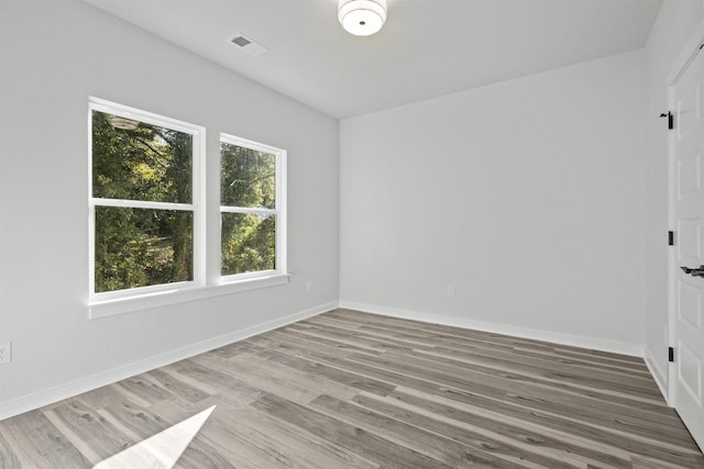 spare room featuring wood-type flooring