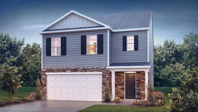 view of front of property with a garage