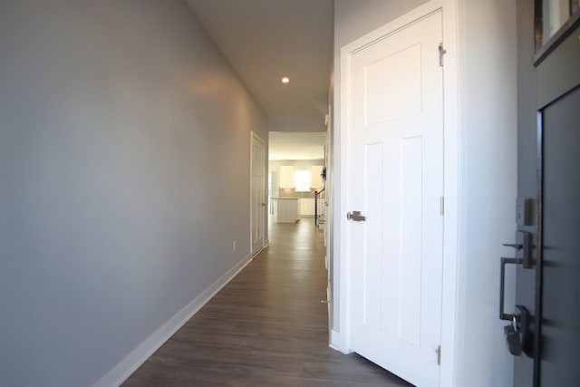 hall featuring dark hardwood / wood-style flooring