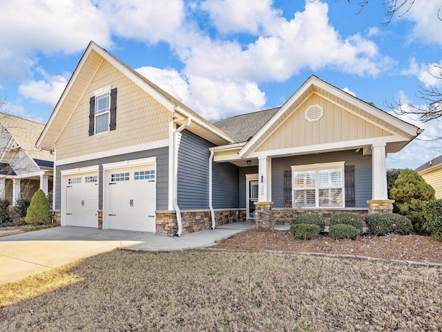 craftsman inspired home featuring a garage