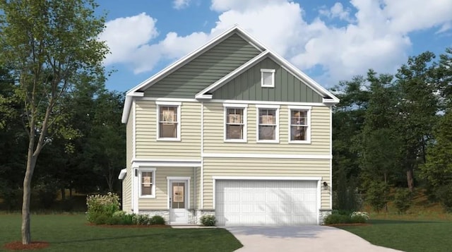 view of front facade featuring a garage and a front yard