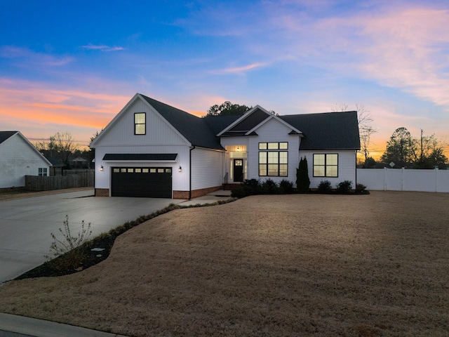 modern farmhouse with a garage