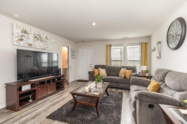 living room featuring light hardwood / wood-style flooring