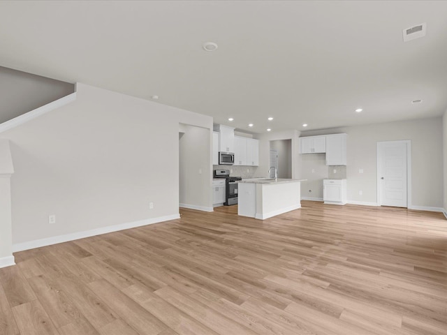 unfurnished living room featuring light hardwood / wood-style flooring