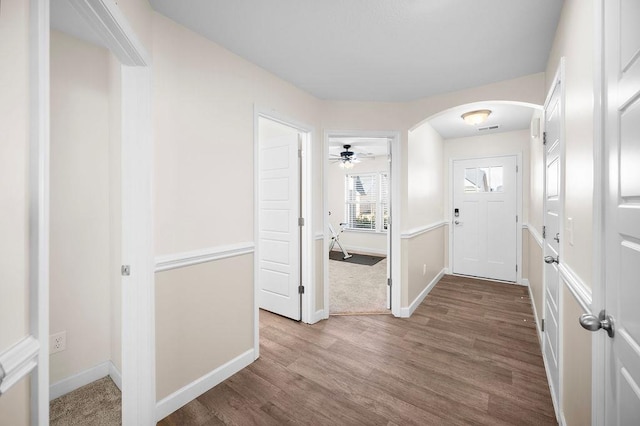 interior space with hardwood / wood-style floors