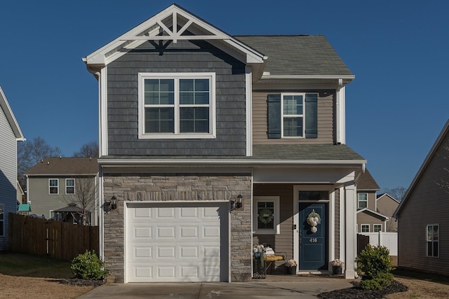 view of front facade with a garage