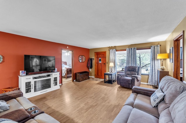 living room with light hardwood / wood-style floors