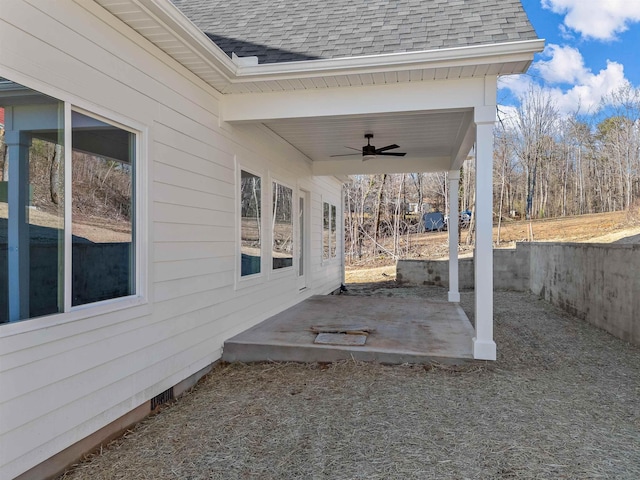 view of patio / terrace with ceiling fan