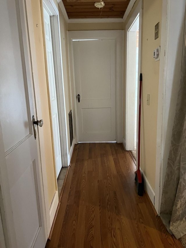 corridor featuring dark hardwood / wood-style flooring