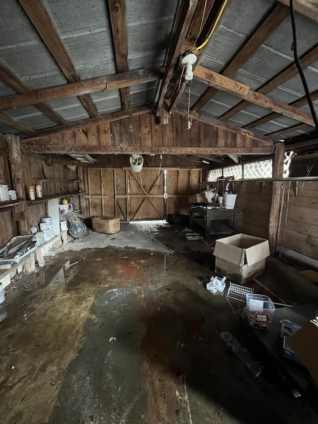 miscellaneous room featuring vaulted ceiling