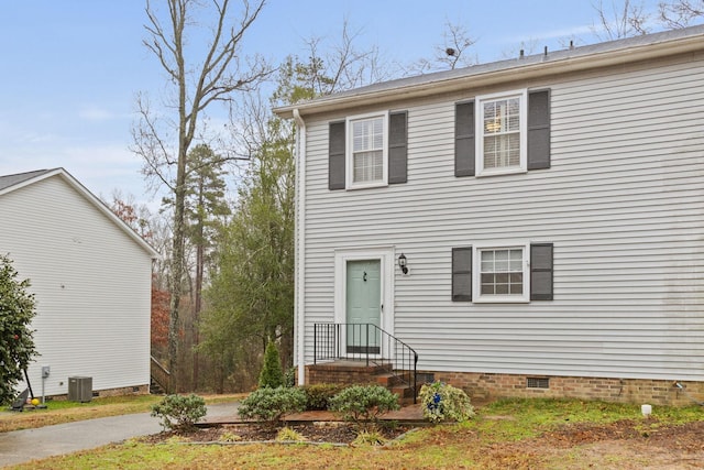 view of front of home featuring central AC