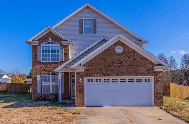 front of property with a garage